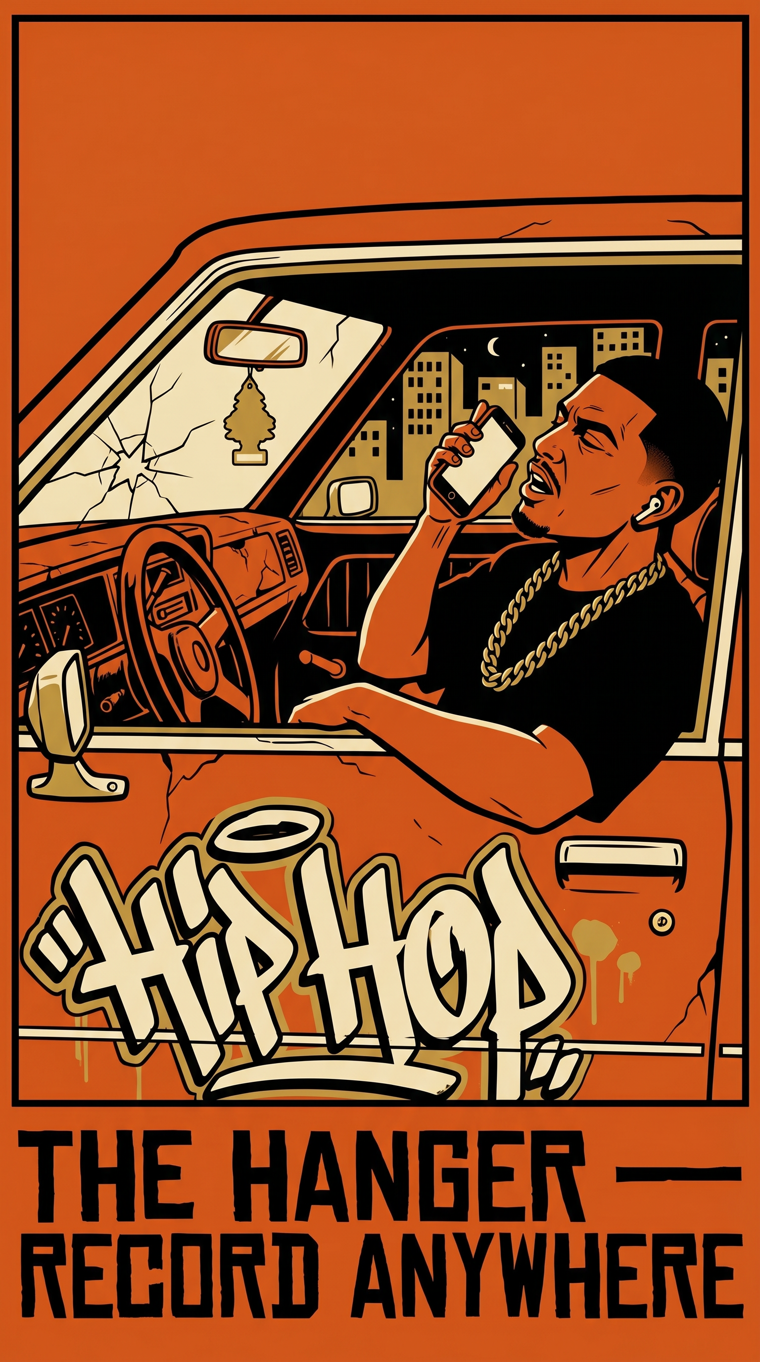 Artist recording vocals in a car using The Hanger phone recording studio app