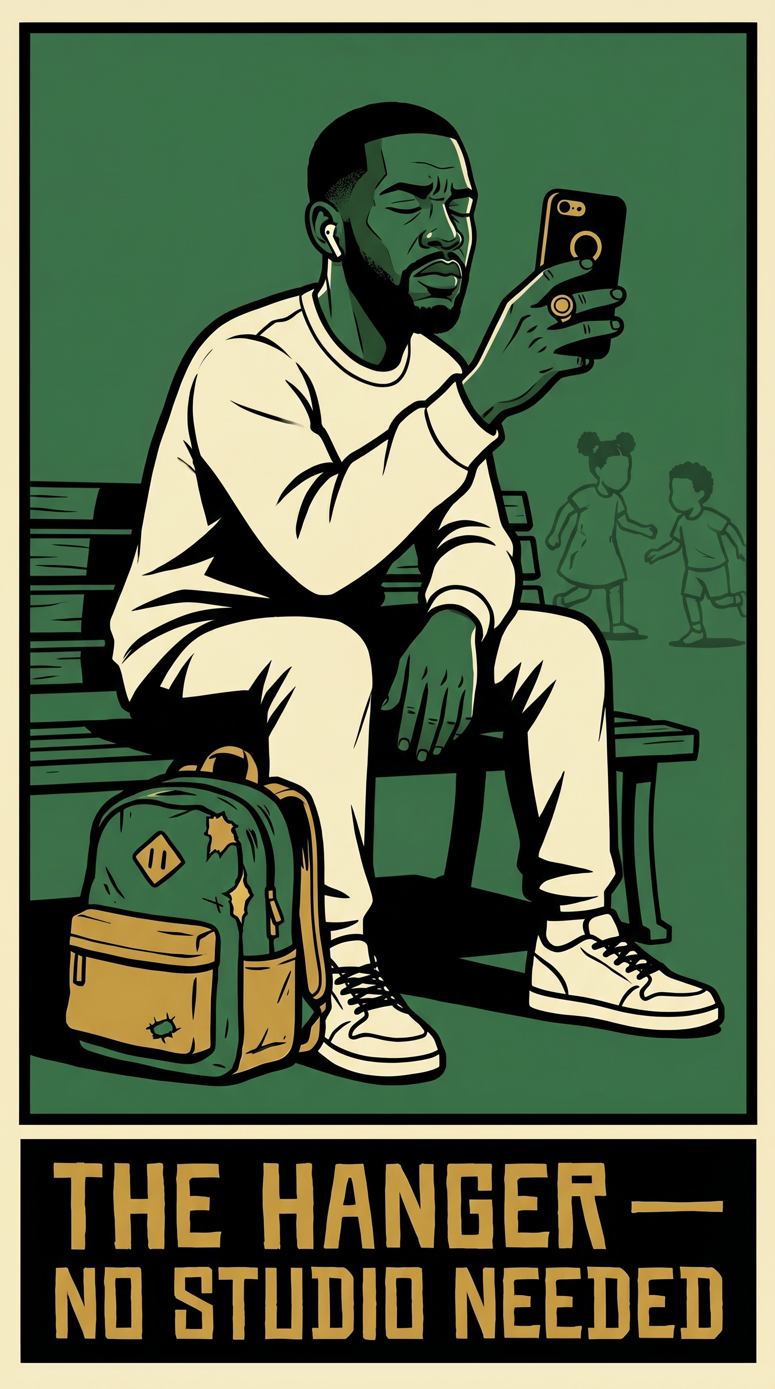 Hip-hop artist freestyling in the park with The Hanger mobile recording studio app